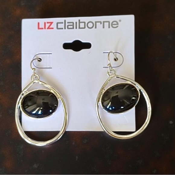 Liz Claiborne pierced earrings silver with black NWT - Picture 14 of 16